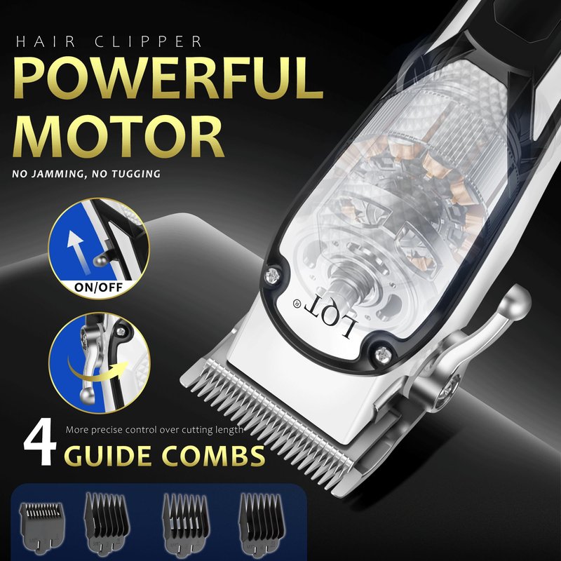 LQT Hair Clippers for Men 4 in 1 White LED Display Cordless Clippers Set Professional Electric Beard Trimmer for Men Foil Shaver Nose and Ear Hair Trimmer with Storage Bag to Son Husband Father Gifts
