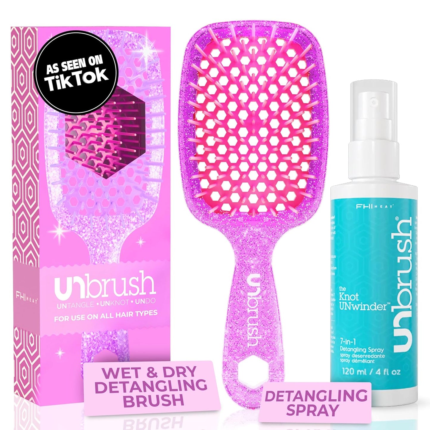 FHI Heat Unbrush & Unwinder Spray - Hair Detangler & Heat Protectant 8 oz