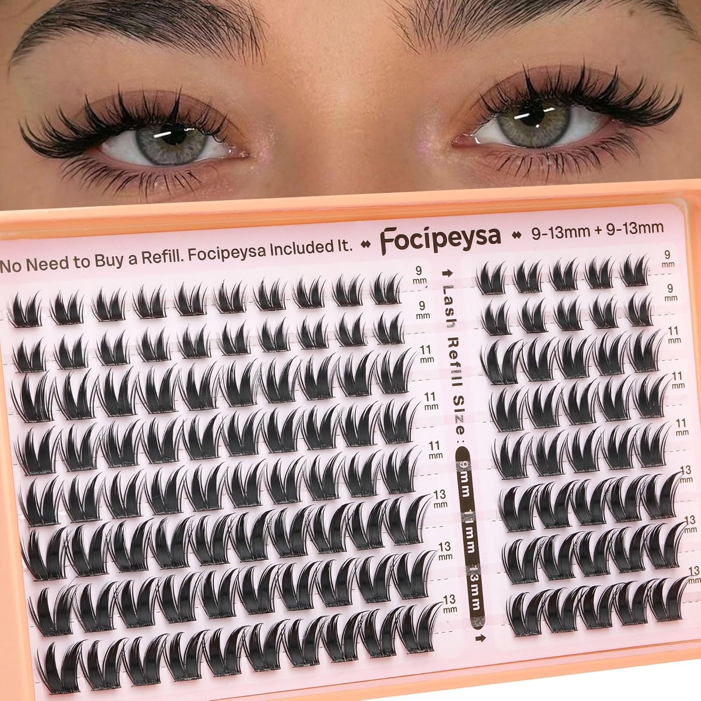 Fox Eye Lash Clusters - Wispy Cluster Eyelashes Kit with 10-18mm Lengths | DIY Extensions, Bond & Tweezers Included