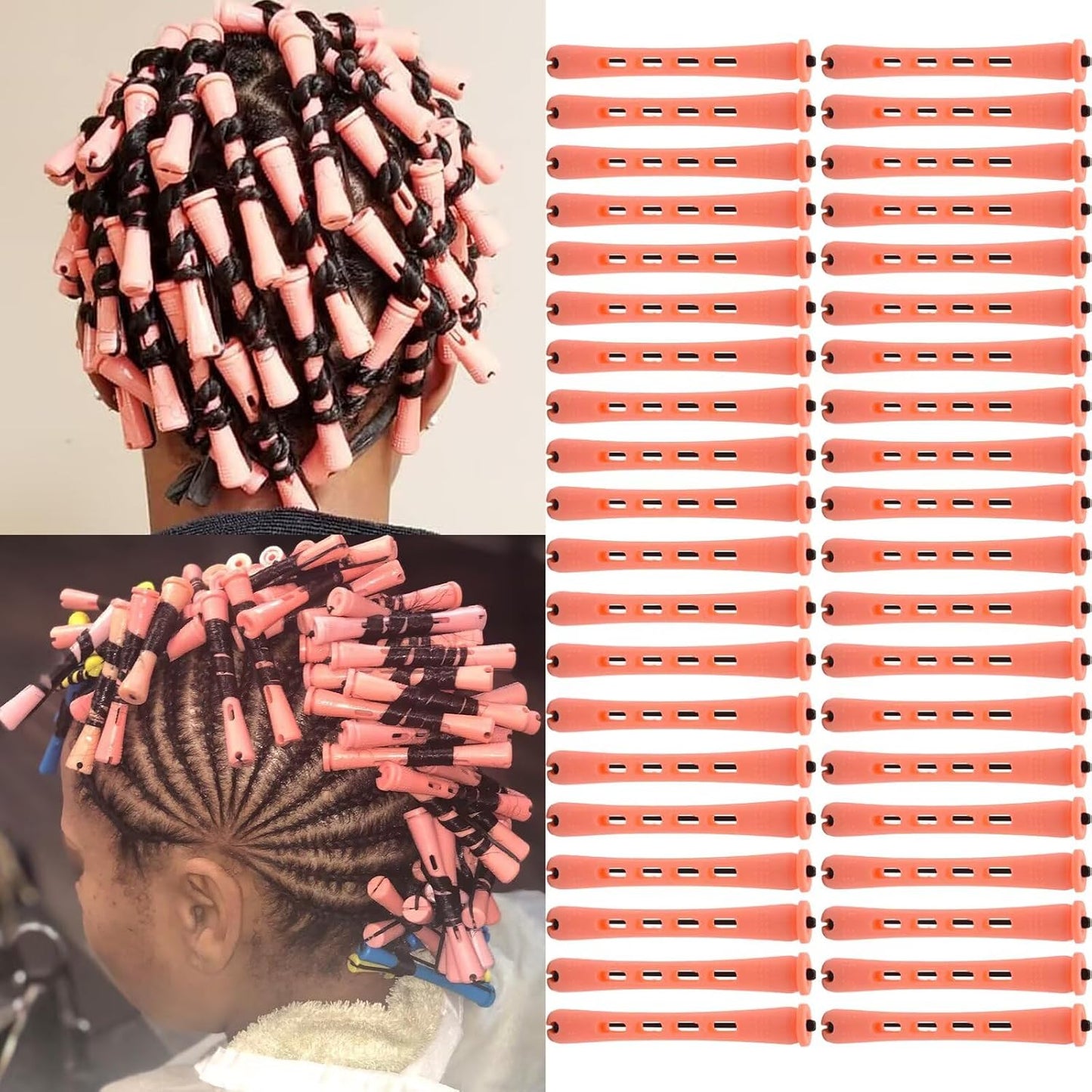 40PCS Perm Rods - Heatless Non-Slip Hair Rollers for Short & Long Hair | 0.59 Inch Grey DIY Hairdressing Tools