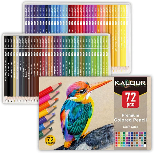 KALOUR 72 Count Colored Pencils Set - Soft Core for Blending & Shading | Ideal for Adults & Kids