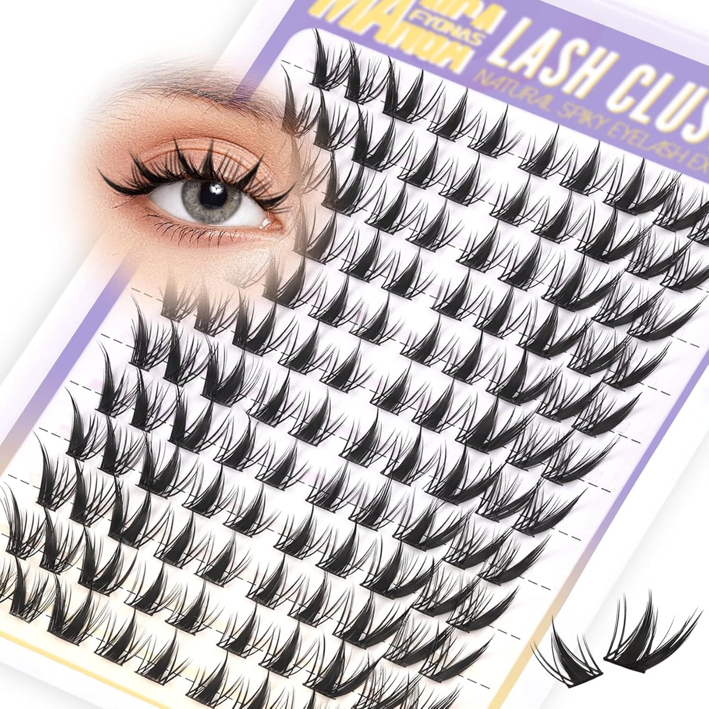 Manga Lash Clusters Kit - Spiky Anime Eyelash Extensions 270 Pcs | D Curl, 10-16mm, Fluffy & Natural Look