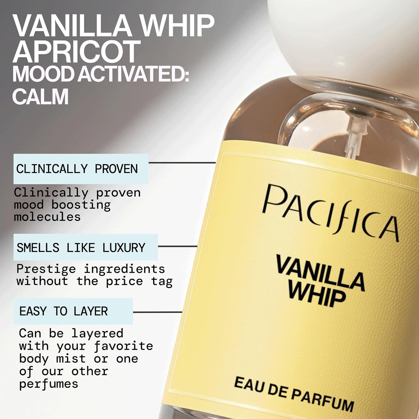 Pacifica Vanilla Whip Eau de Parfum - Sweet Gourmand Women's Fragrance | Long-Lasting Warm Sugar Almond Scent | Vegan & Cruelty-Free 1oz