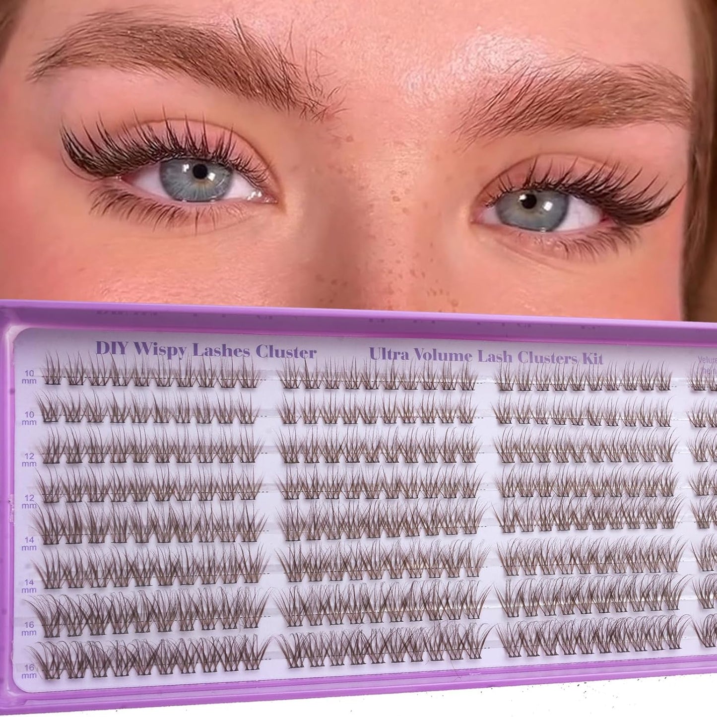 Natural Wispy Lash Cluster Eyelash Extensions - 320 Pcs C Curl 10-16mm Fluffy Individual False Eyelashes for DIY Use