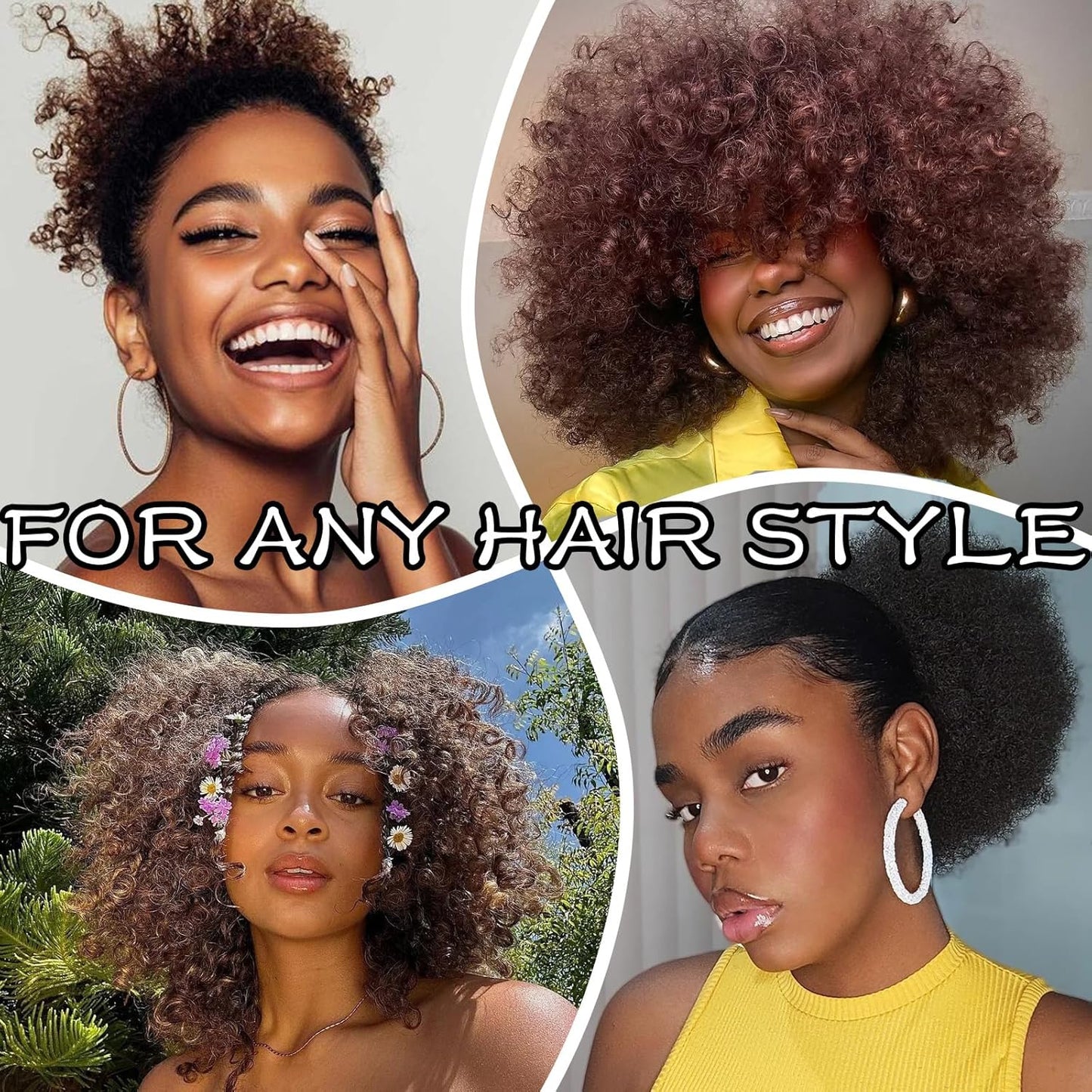 Adjustable Afro Puff Hair Ties - Extra Large Satin Scrunchies for Thick Curly Hair | No Damage, Oversized Design