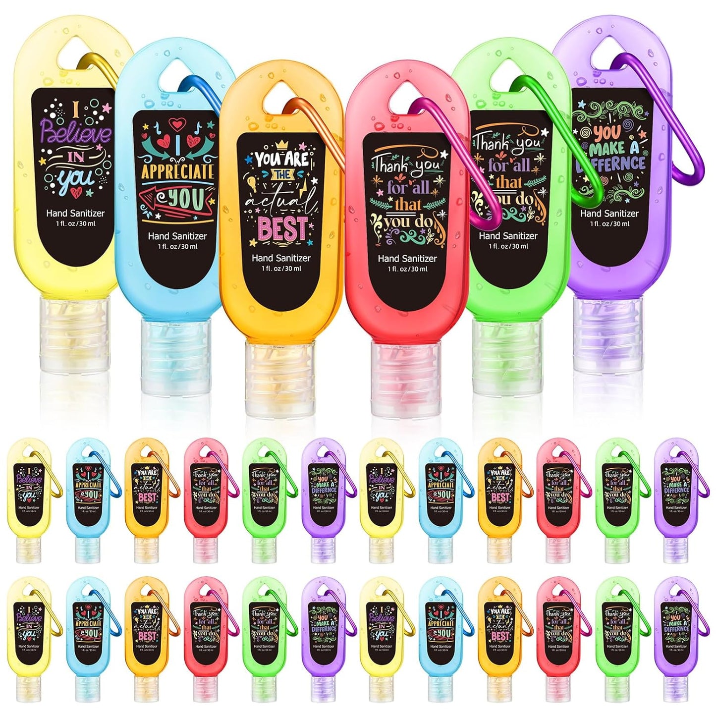 Mini Travel Size Hand Sanitizer Keychain - 24 Pcs Gift Set for Teachers, Nurses & Staff | Appreciation Thank You Bulk