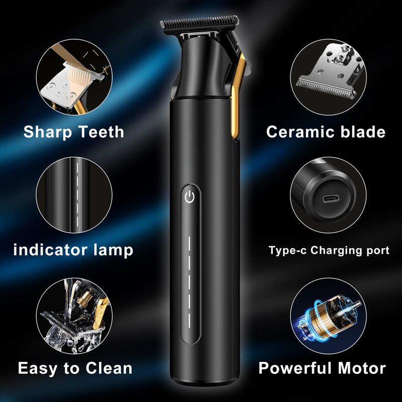 KOMINGDON Hair Trimmer for Men,Professional Barber Trimmer,Cordless T-Blade Hair Clippers Precision Edgers T Liners Rechargeable Beard Trimmer,Waterproof Haircut kit,Long-Lasting Battery