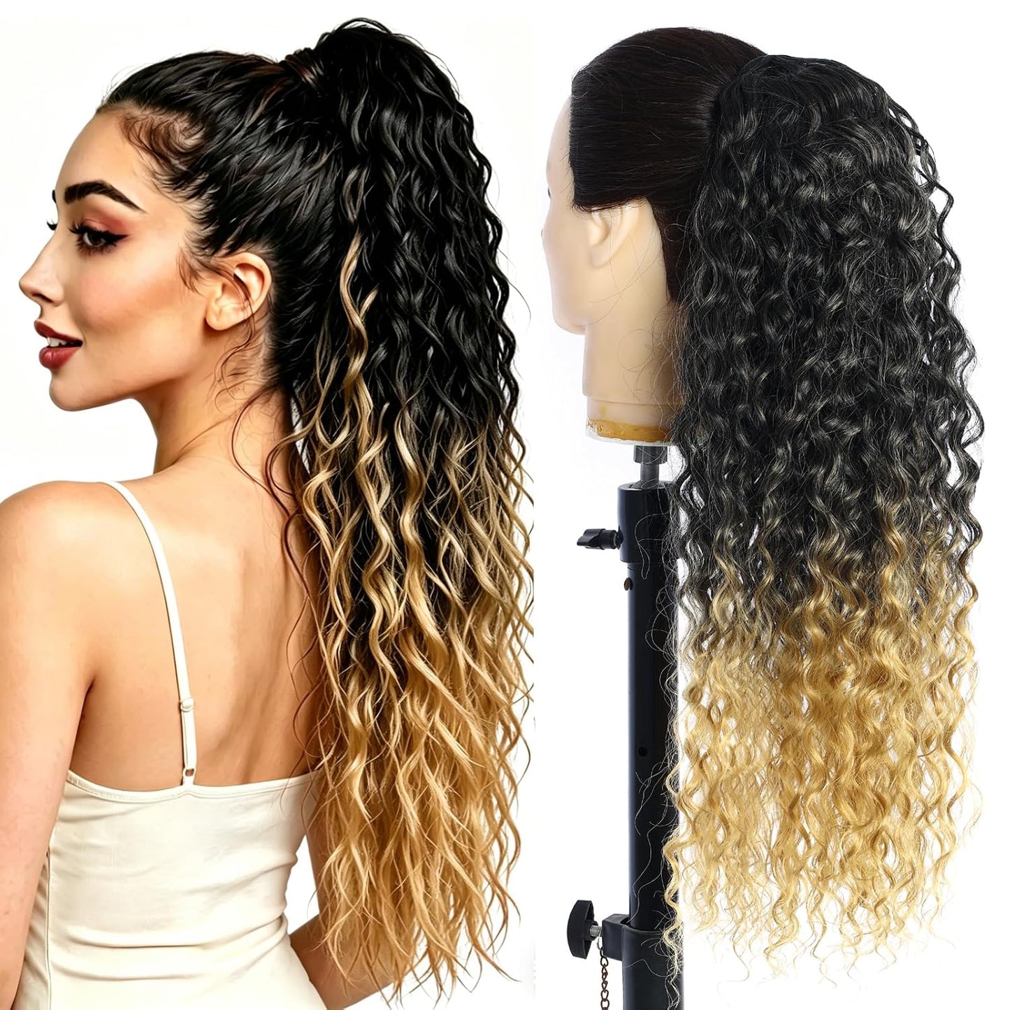 Afro Puff Drawstring Ponytail - Kinky Curly Hair Extension for Black Women | Natural Black, Short 1B Color