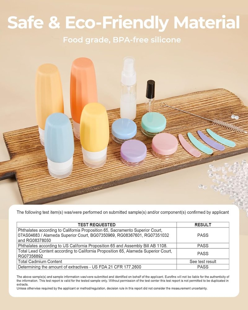 BAGSMART Travel Bottles - 18 Pack TSA Approved Leak-Proof Silicone Toiletry Containers | Purple