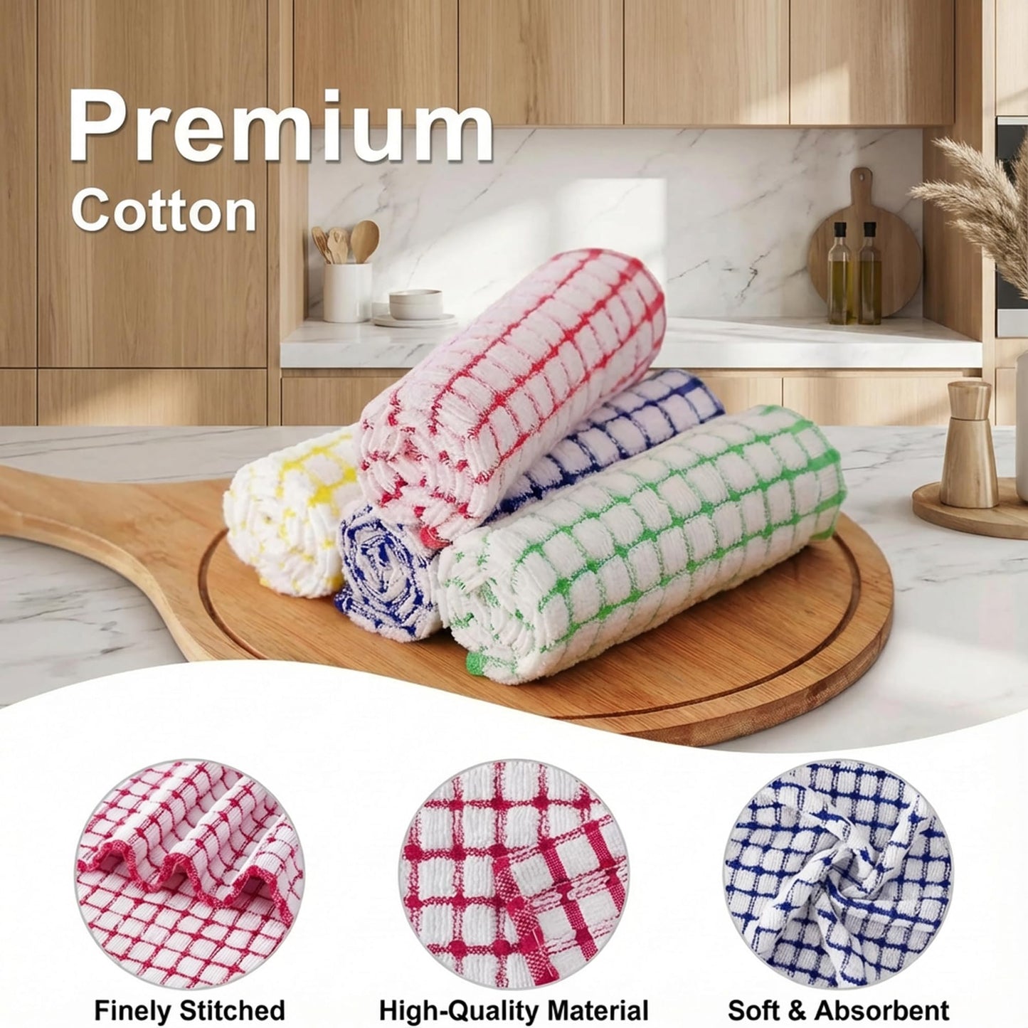 Waffle Weave Towels, Hand Face Head Towel 12x12 Inches Soft Absorbent Kitchen Dish Tea Towel Bath Guest Gym Washcloths Multi Purpose Towels, Random Color, 4 Pack