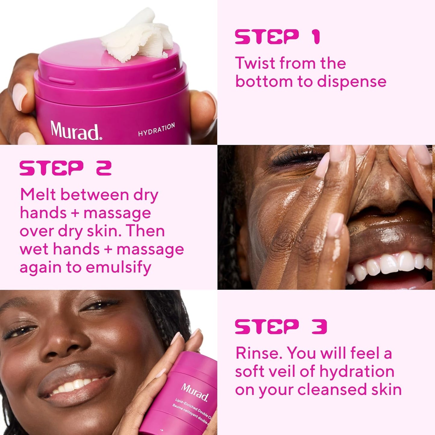 Murad Lipid-Enriched Double Cleansing Balm - Hydrating Balm-to-Oil Face Cleanser | Removes Long-Wear Makeup & SPF - 1.7 Fl Oz