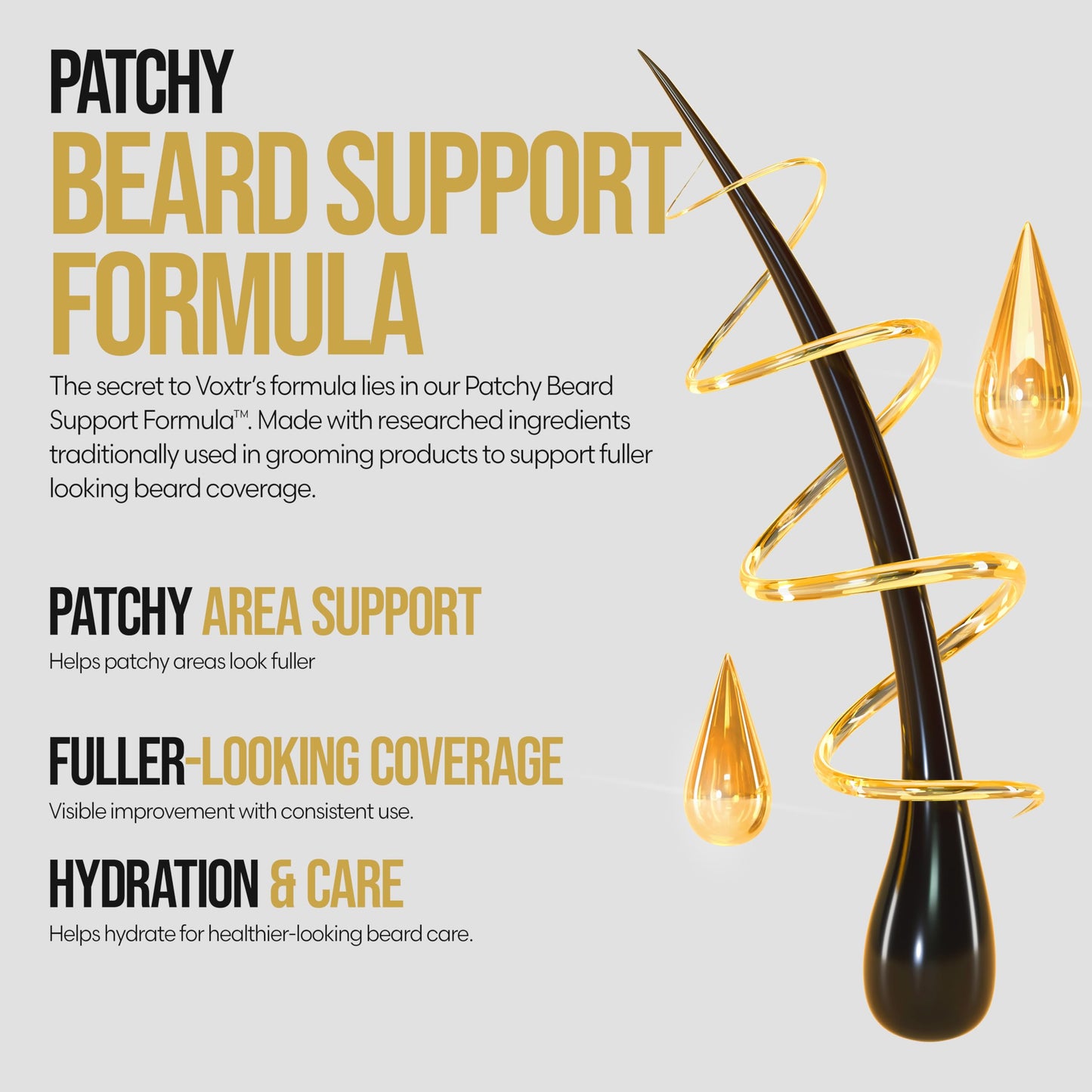 The Beard Struggle Voxtr Serum for Men - Lightweight Hydrating Facial Hair Grooming Formula with Hyaluronic Acid - Helps Improve Appearance of Fuller, Softer Facial Hair - Unscented 1.69 fl oz