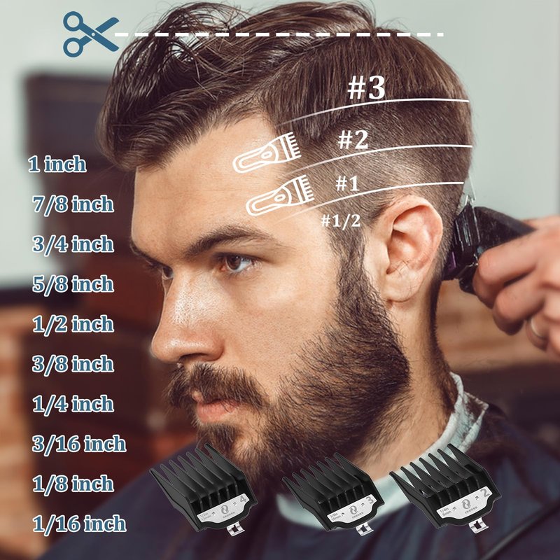 CR8GR8 for Wahl Clipper Guards Set, 10 Pcs Compatible with Wahl Guards for Clippers from 1/16" to 1", Universal Barber Guards with Metal Clip fits #31