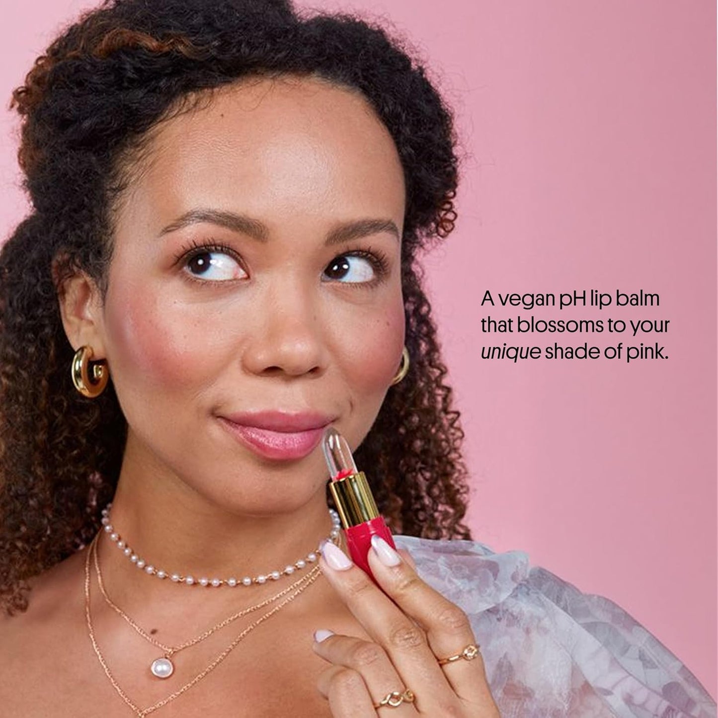 Winky Lux Flower Balm - pH Color Changing Lip Balm | Vegan Hydrating Sheer Pink Lipstick with Vanilla Scent