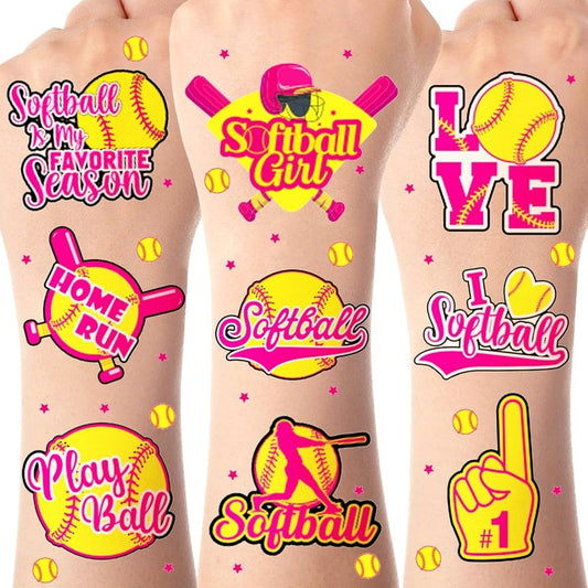 Softball Temporary Tattoos - 144 Pcs Waterproof Stickers for Birthday Party Favors | Sports Club Rewards