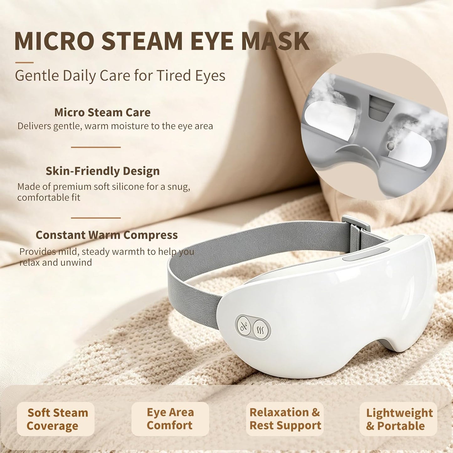 Steam Therapy Mask - Adjustable Eye Steamer with Heat & Nano Mist | Moisturizing Eye Mask for Dry Eyes