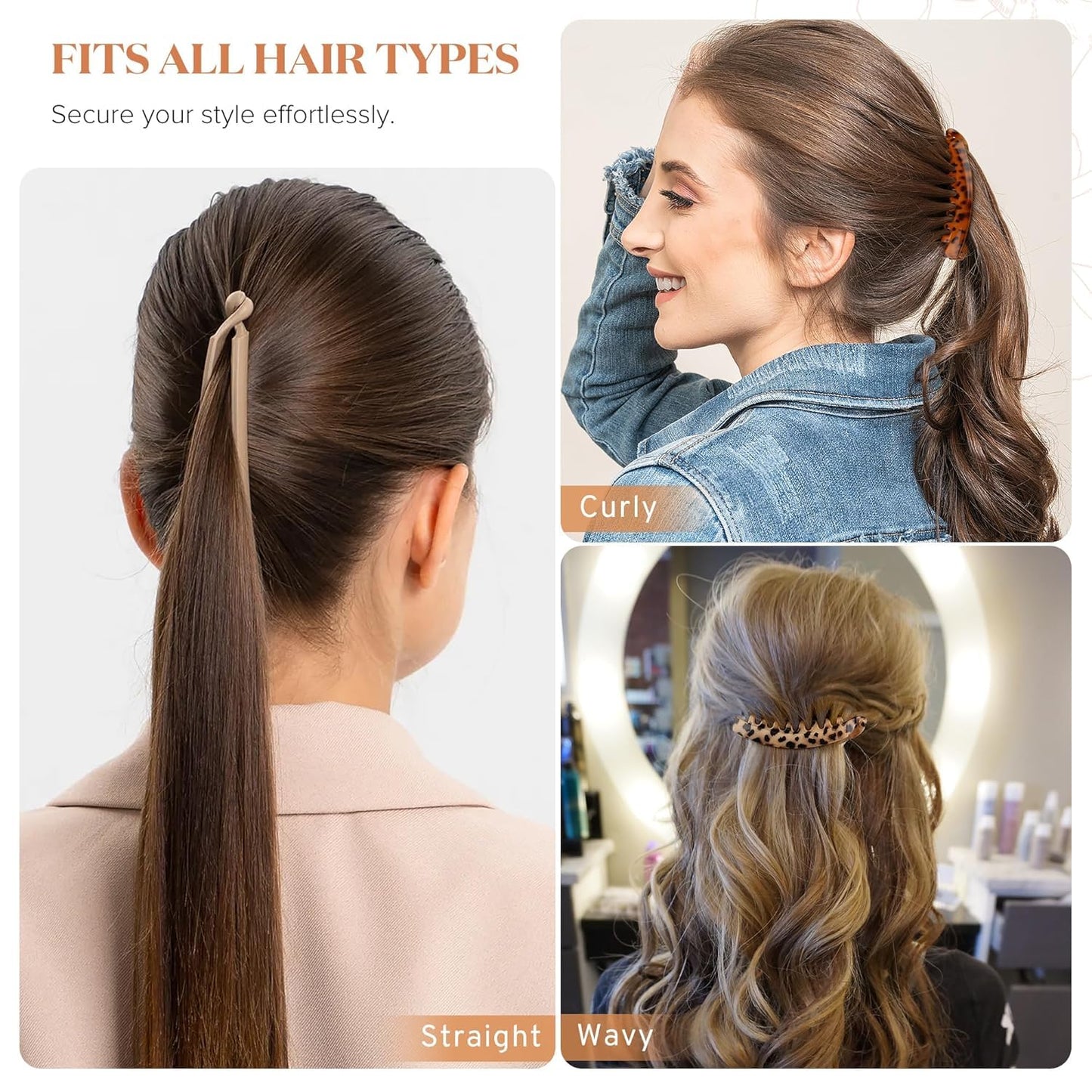 Gift4u Banana Clip for Women, 7 Pack 5.1 Inch Banana Hair Clip for Fine Thick Hair, Large Hair Clips Ponytail