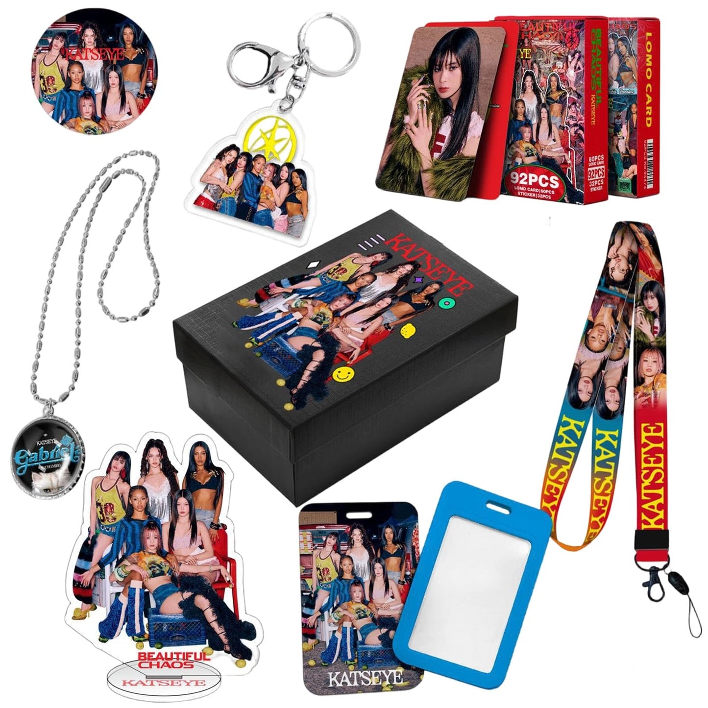 BDNXTV KATSEYE Merch KATSEYE Photocards Peripherals Stand Sticker Lomo Card Lanyard Set Novel Idol Album Gift for Fans