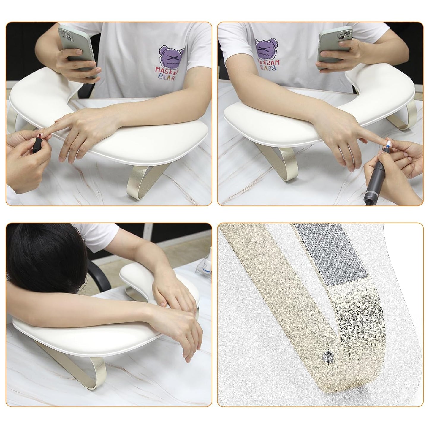 Nail Arm Rest Stand - Upgraded 10° Inclined U-Shaped Design | Non-Slip Aluminum Alloy Holder
