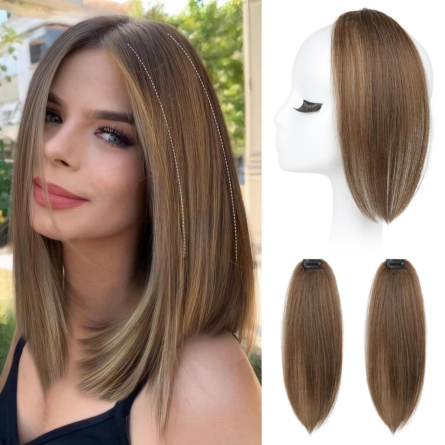 Clip In Hair Volumizer - 12 Inch Thick Hairpieces for Extra Volume | Ginger Brown 2PCS