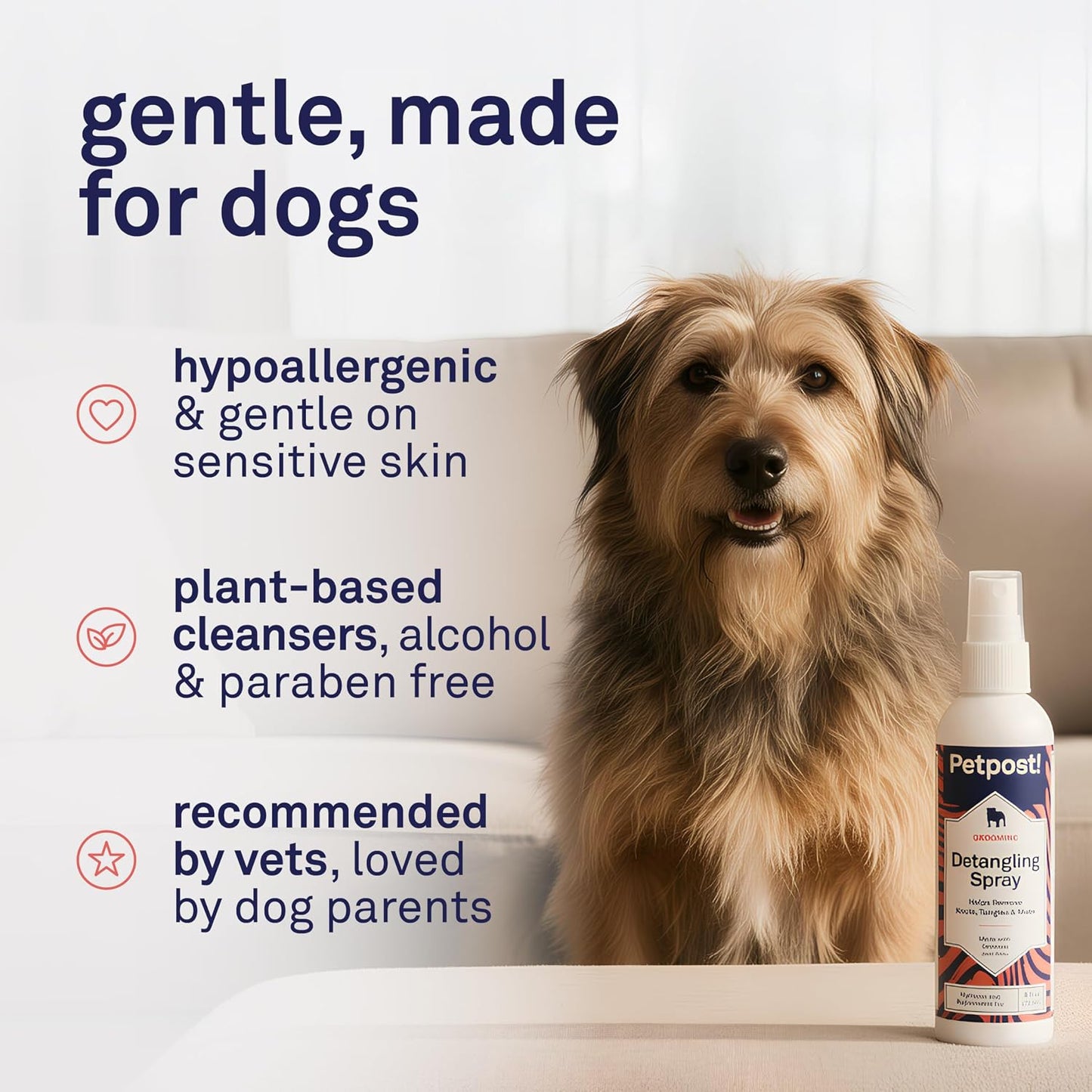 Detangling Spray for Dogs - Oatmeal & Aloe Formula for Healthy Fur | 8 oz - Rejuvenates Knots, Mats & Tangles