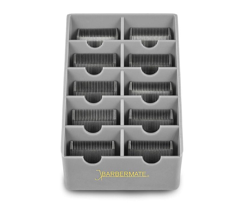 4 Pack BarberMate® Blade Rack Storage Tray - Holds 10 Clipper Blades (Gray)