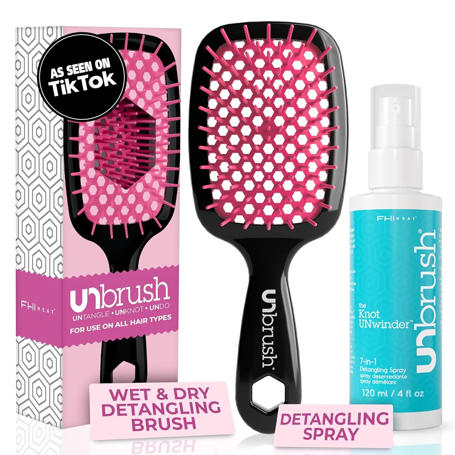 FHI Heat Unbrush & Unwinder Spray - Hair Detangler & Heat Protectant 8 oz