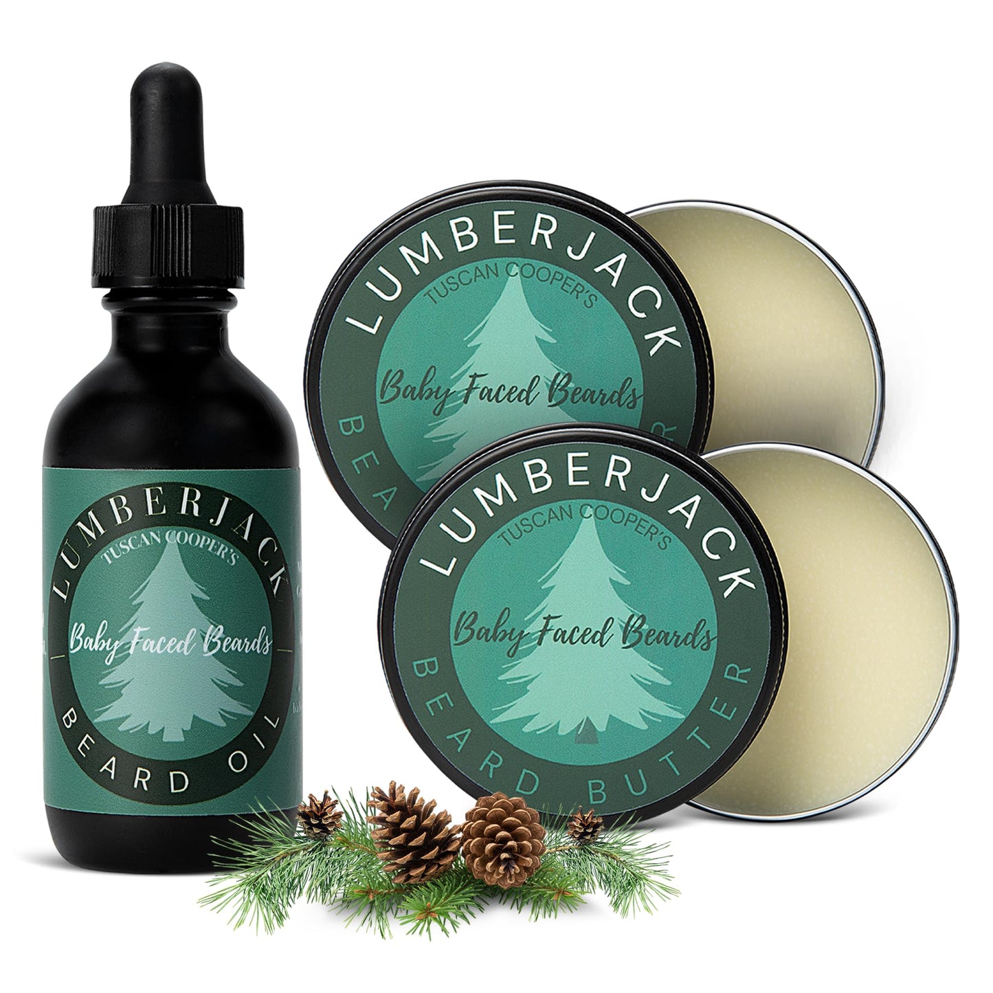 Tuscan Cooper's Baby Faced Beards LumberJack Beard Butter and Oil Combo 3 Pack
