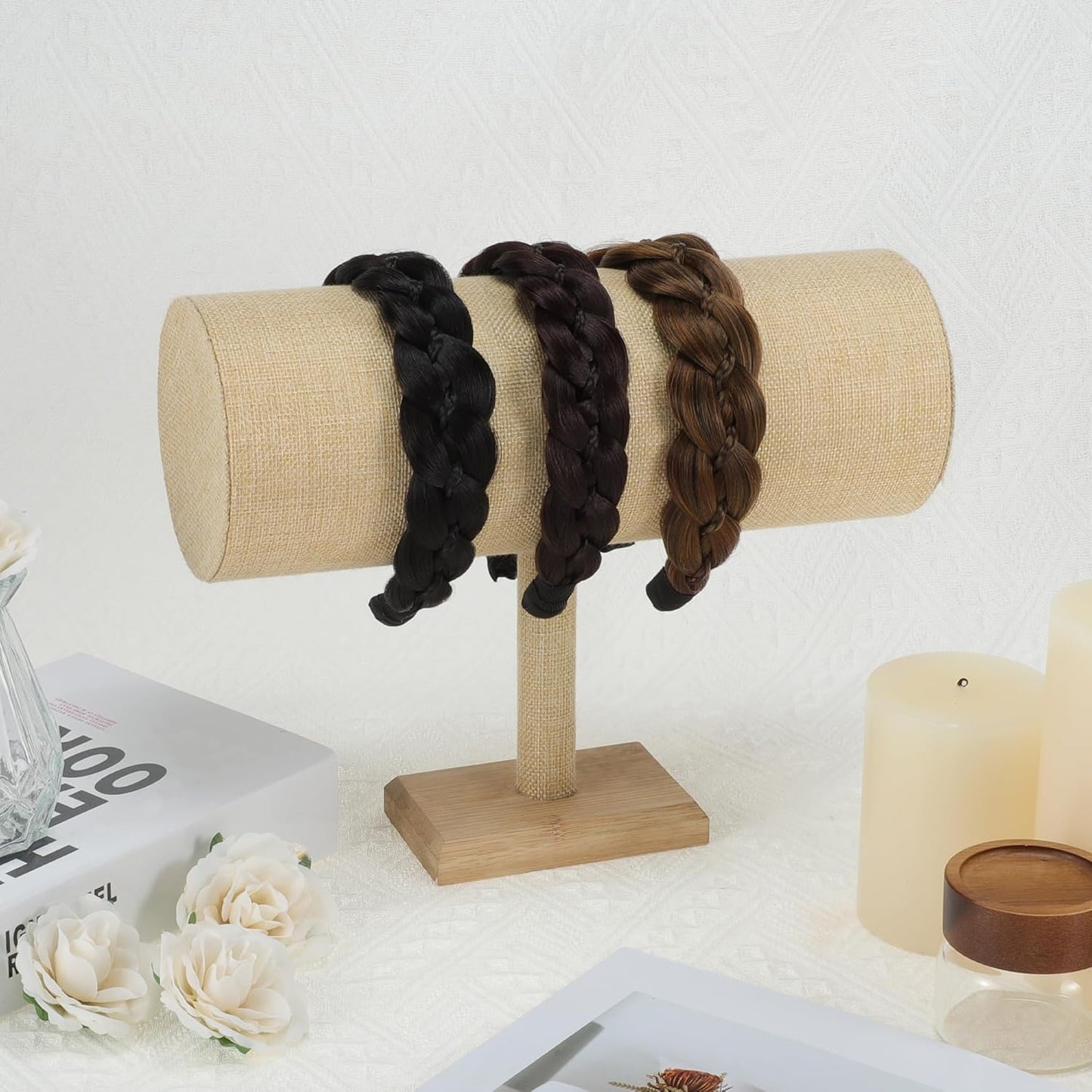 Braided Hairpiece Headband - Synthetic Wide Hair Band for Versatile Styles | Brown