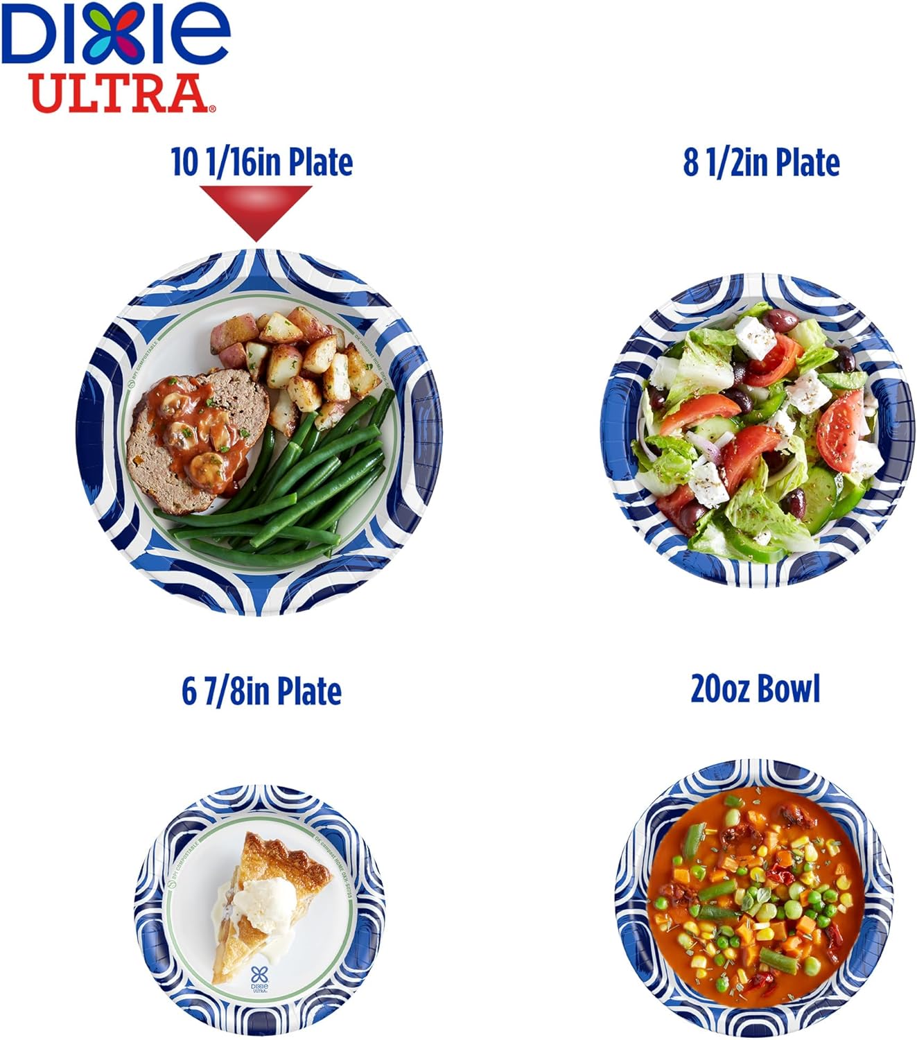 Dixie Ultra Large Paper Plates - 10 Inch, Heavy Duty, Microwave-Safe | 172 Count, Soak-Proof & Cut Resistant