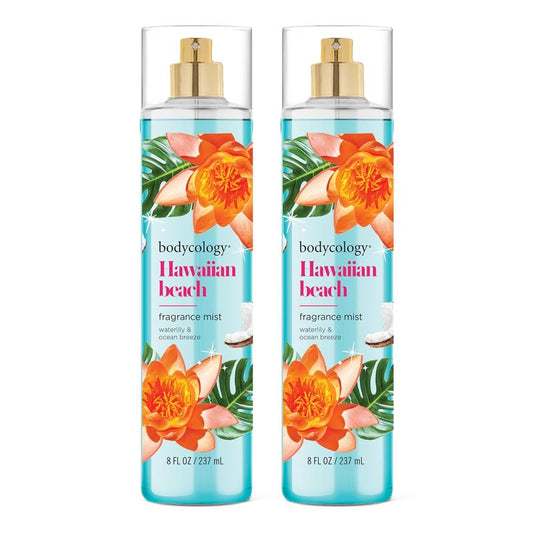 Bodycology Hawaiian Beach Body Mist - Long-Lasting Fragrance, 8 fl oz (Pack of 2)