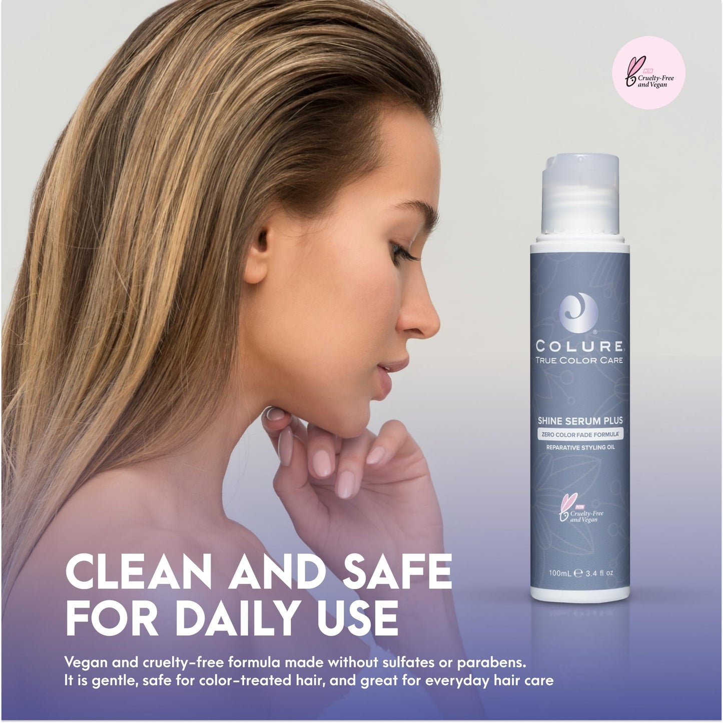 COLURE Shine Serum Plus 3.4 oz - Anti Frizz Hair Oil and Heat Protectant for High Shine and Humidity Resistance