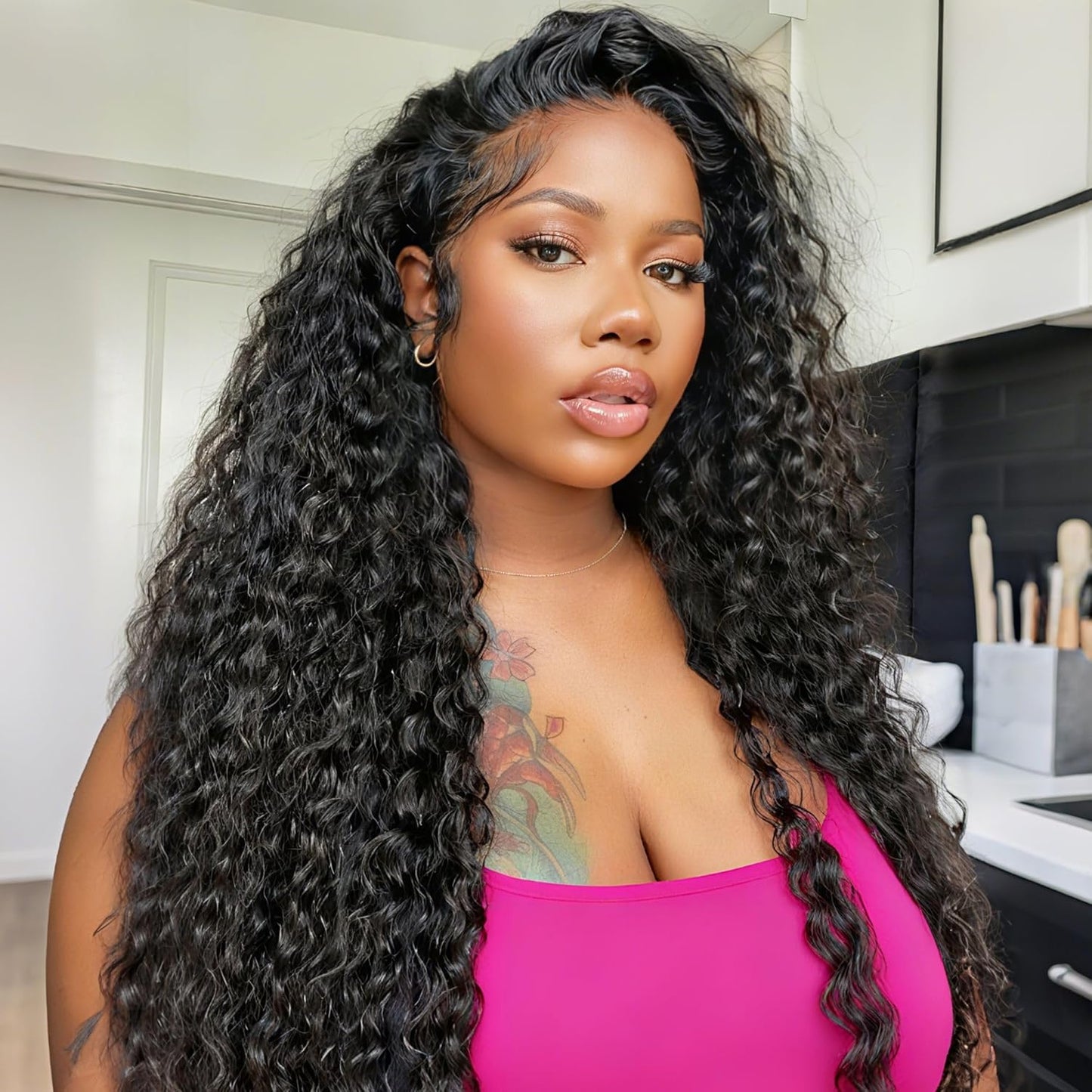 Burmese Curly Half Wig - 200% Density Human Hair | 14-Inch Glueless Flip Over for Black Women