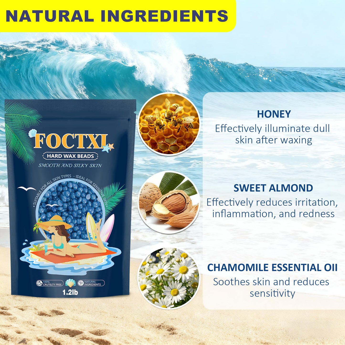 FOCTXI Hard Wax Beads, Wax Beans for Hair Removal