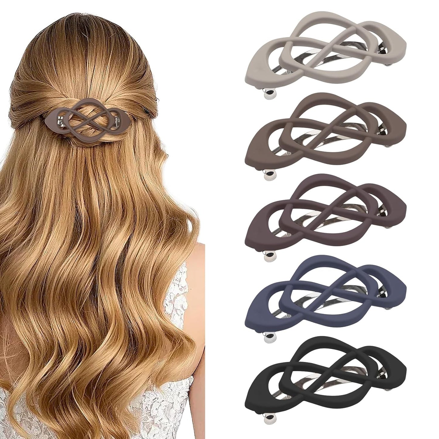 Hollow Spring Hair Clips - Vintage 5 Pack Barrette Set for Women & Girls | Durable Metal Styling Clamps for Thick & Thin Hair