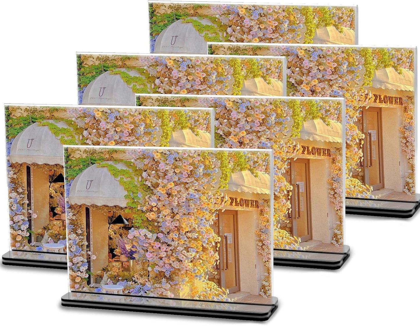 Acrylic Sign Holder - 12x8 Two-Sided Display Stand | 4 Pack for Cafes, Shops, Events