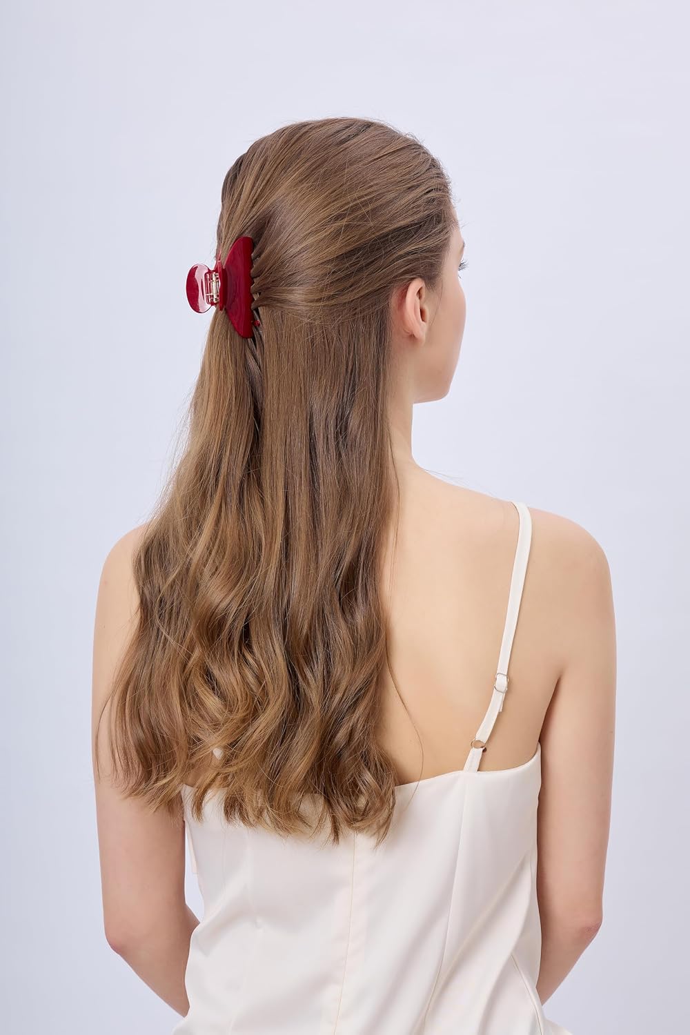 Cute Durable Acetate Hair Clips - 3-Inch Cherry Red Claw Clips for Fine & Medium Thick Hair