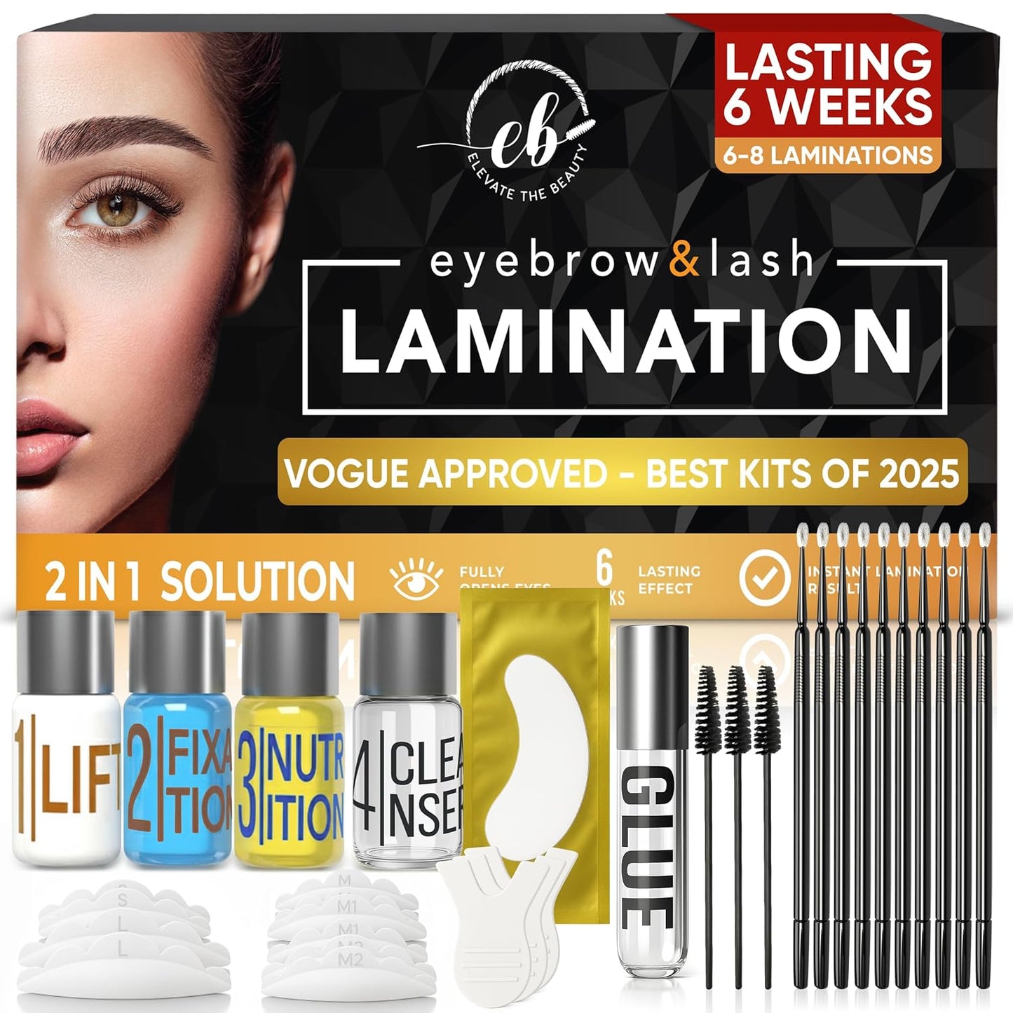 Lash & Eyebrow Lamination Kit - 2-in-1 Professional Brow & Lash Treatment | Fuller Brows & Lifted Lashes Up to 8 Weeks