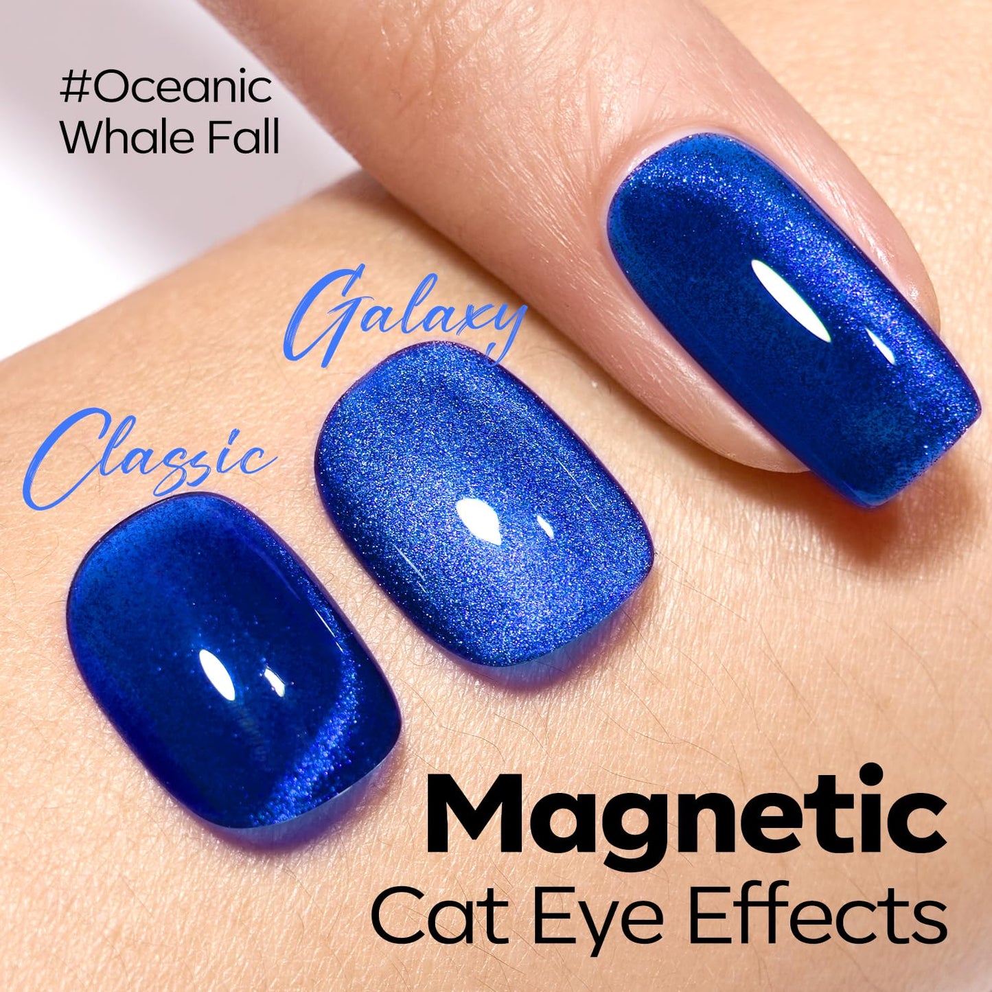 Cat Eye Gel Nail Polish - Glitter Blue Magnetic Soak Off UV Gel for Stunning Nail Art | Winter Manicure