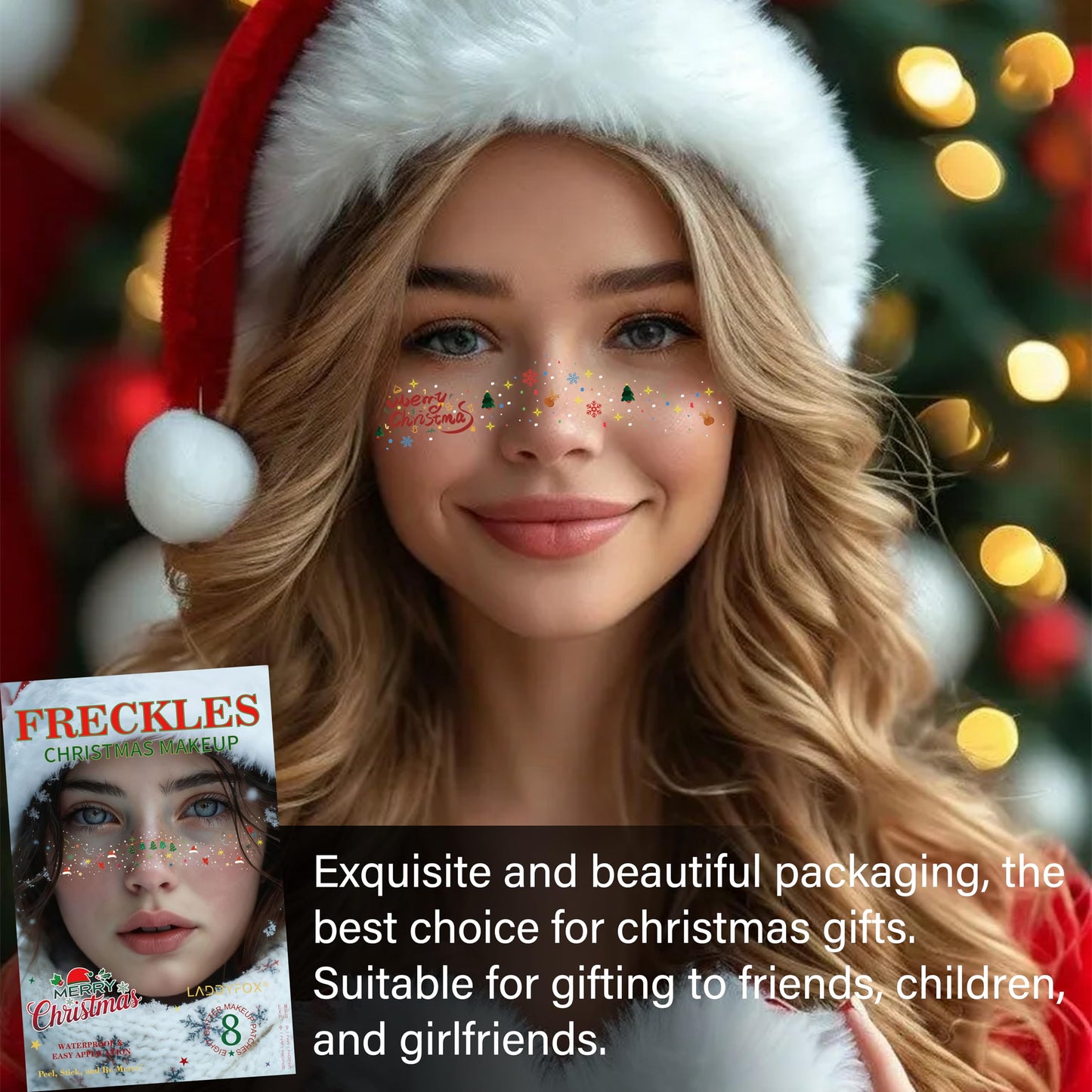 8 Pcs Face Makeup Patches, Glitter Freckles Face Tattoo, Glitter Freckles, Sparkle Makeup Patches, Waterproof Face Glitter Speckles Patches for Women