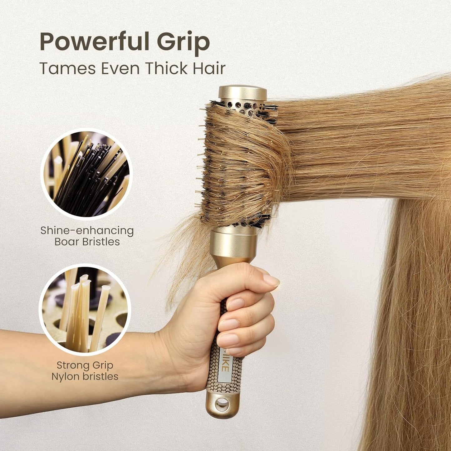 AIMIKE Round Brush for Blow Drying & Styling - Nano Thermal Ceramic & Ionic Tech, 2.4 Inch Barrel with Boar Bristles