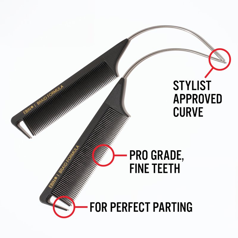 Hair Styling Curved Pintail Parting Comb 3 Pack - Curved Tail Comb for Parting, Sectioning, Detangling and Grooming - Heat Resistant, Ideal for Creative Braid Design, Protective Style