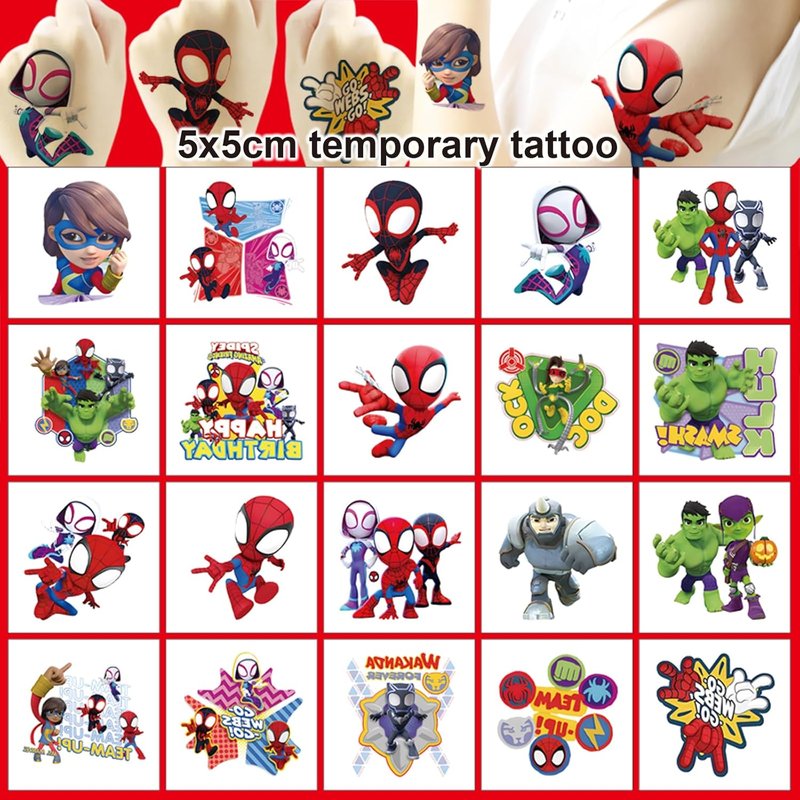 Spider-Man Temporary Tattoos - 40 Sheets of Birthday Party Supplies | Kids' Cartoon Stickers for Home Activities & Rewards