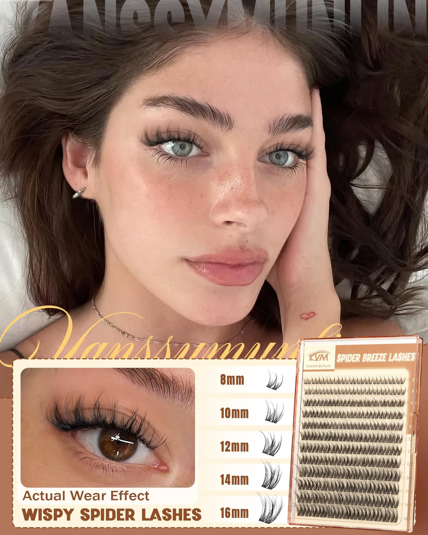 Wispy Spider Lash Clusters, Natural Breeze Eyelash Clusters CD Curly Lashes Cluster 8-16mm Spider Cluster Eyelash Extensions Reusable Venus Individual Lashes for Beginners DIY at Home by Vanssymunlin