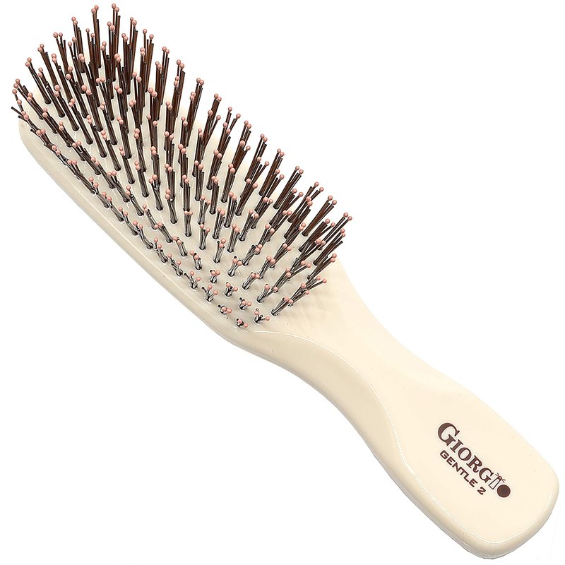 Giorgio Gentle Ivory Mini Hair Brush – 6.25 Inch, Men, Women & Kids, Compact Detangler, Soft Bristles, Sensitive Scalp, Scalp Massager, Travel Hair Brush