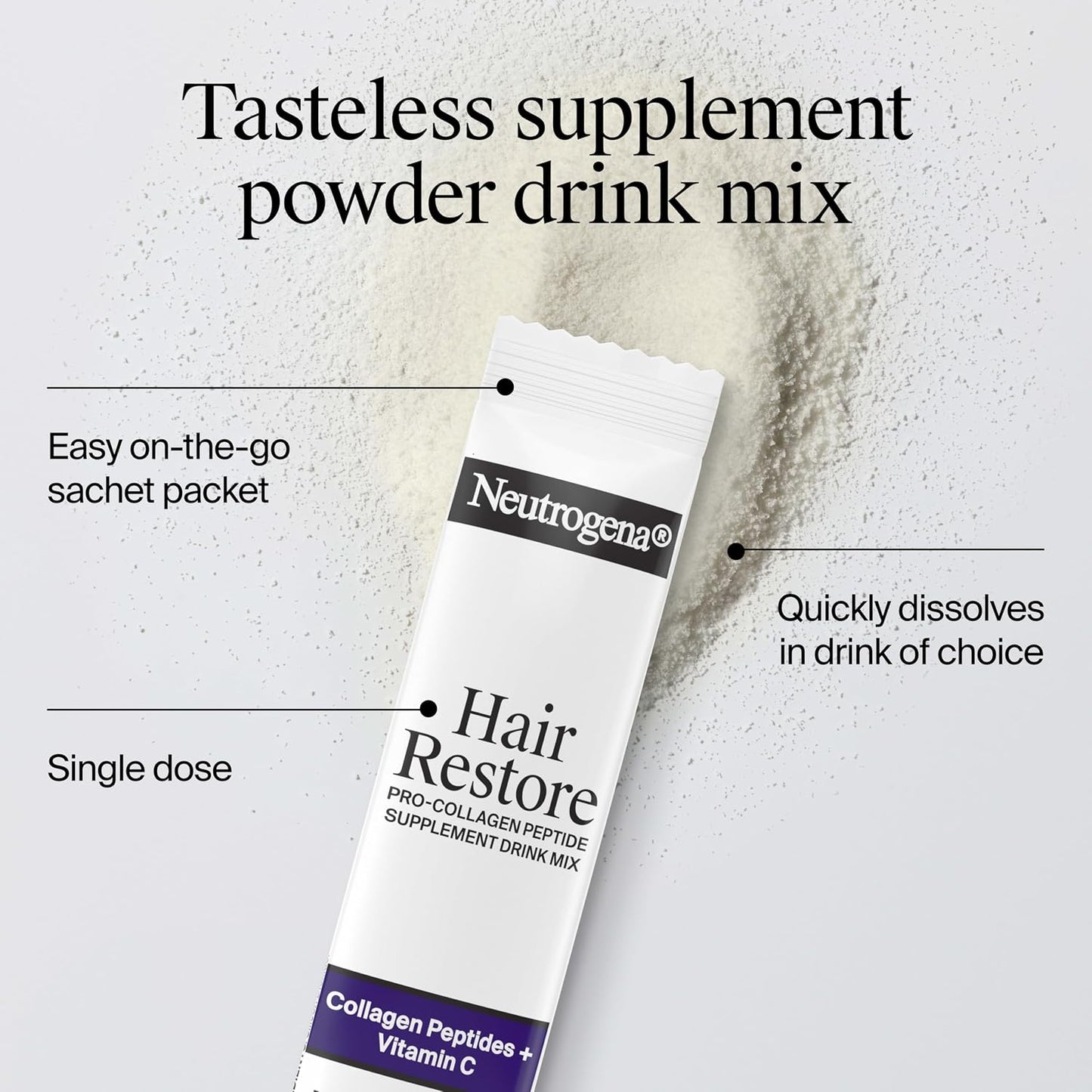 Neutrogena Hair Restore Pro Collagen Peptide Powder - 20 Count Supplement for Healthy Hair