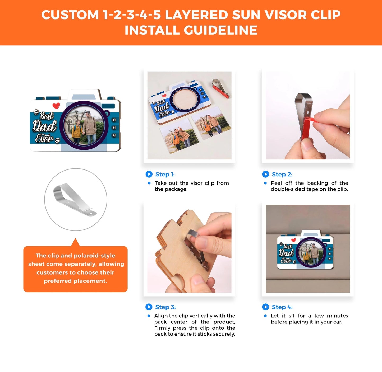 UrbanNEST Personalized Drive Safe Daddy Visor Clip, Custom Kids Photo Car Visor Clip, Custom Baby Face Gift For Dad, New Grandpa Gifts, Father's Day Dad Gift 3