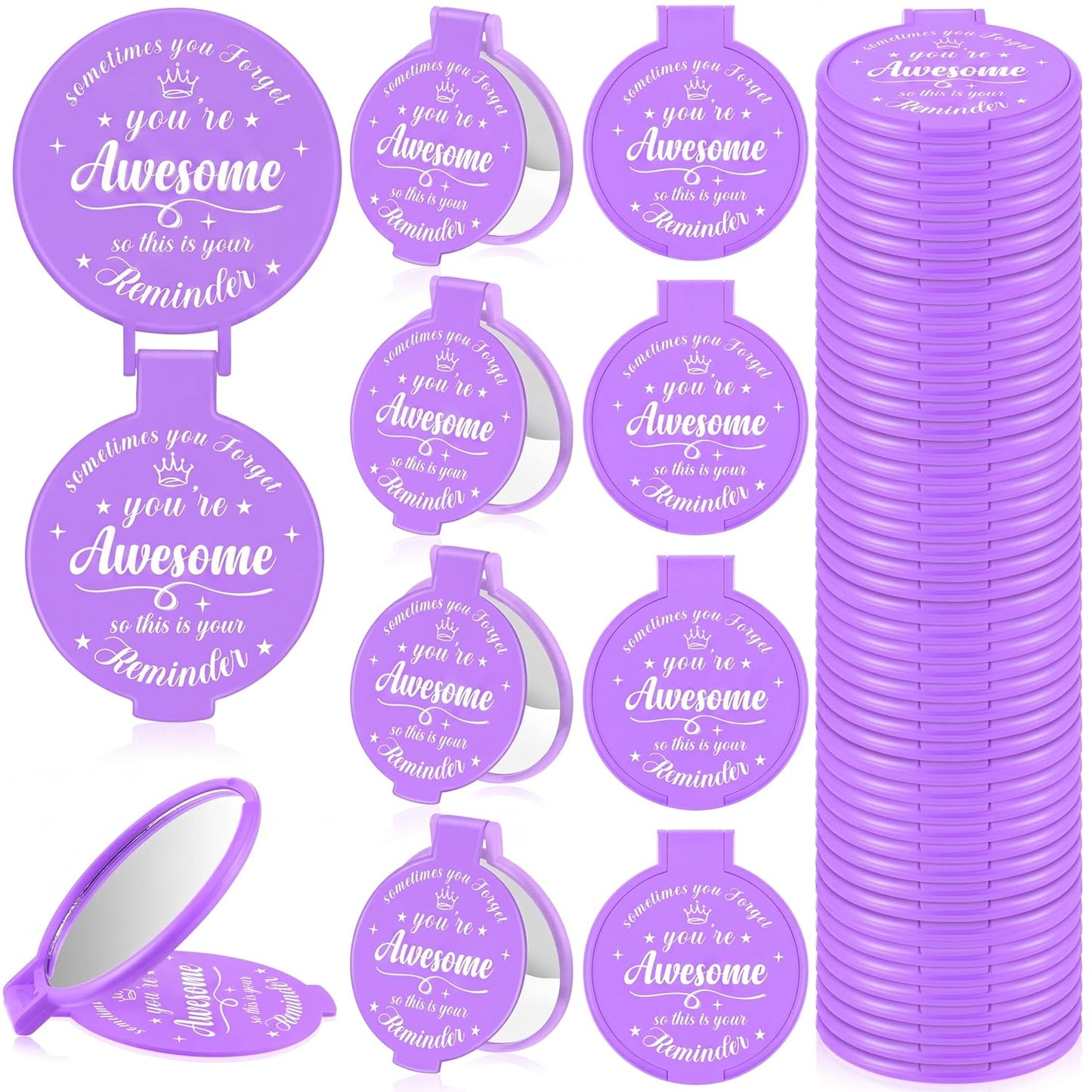 Inspirational Compact Mirror Set - 36 Pcs 2.76 Inch Mini Mirrors | Perfect Galentine's Day Gifts for Women