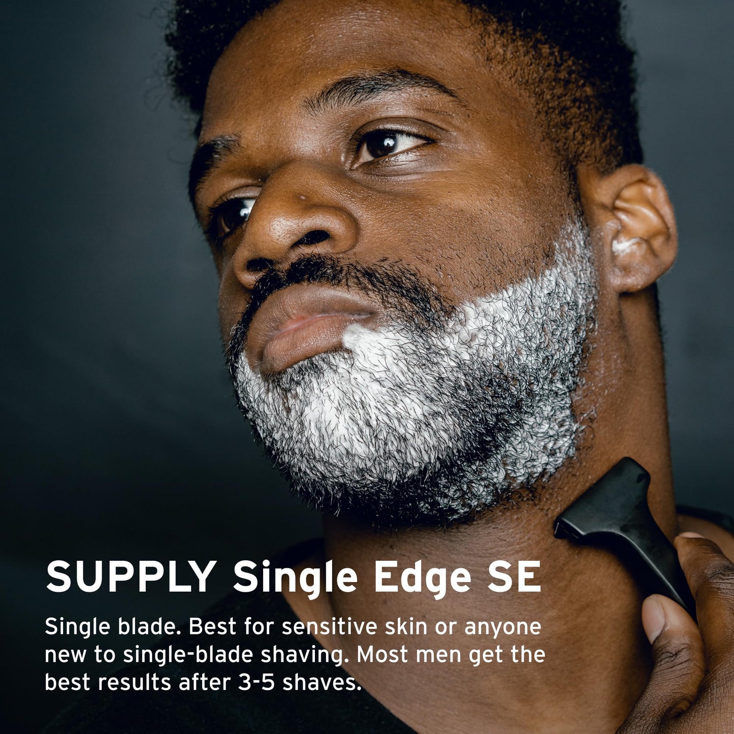 SUPPLY Single Edge SE Razor for Men – Premium Metal Razor with Nick-Guard Safety Bar for an Easier, Low-Irritation Single-Blade Shave – Includes 8 Japanese Injector Blades – Matte Black