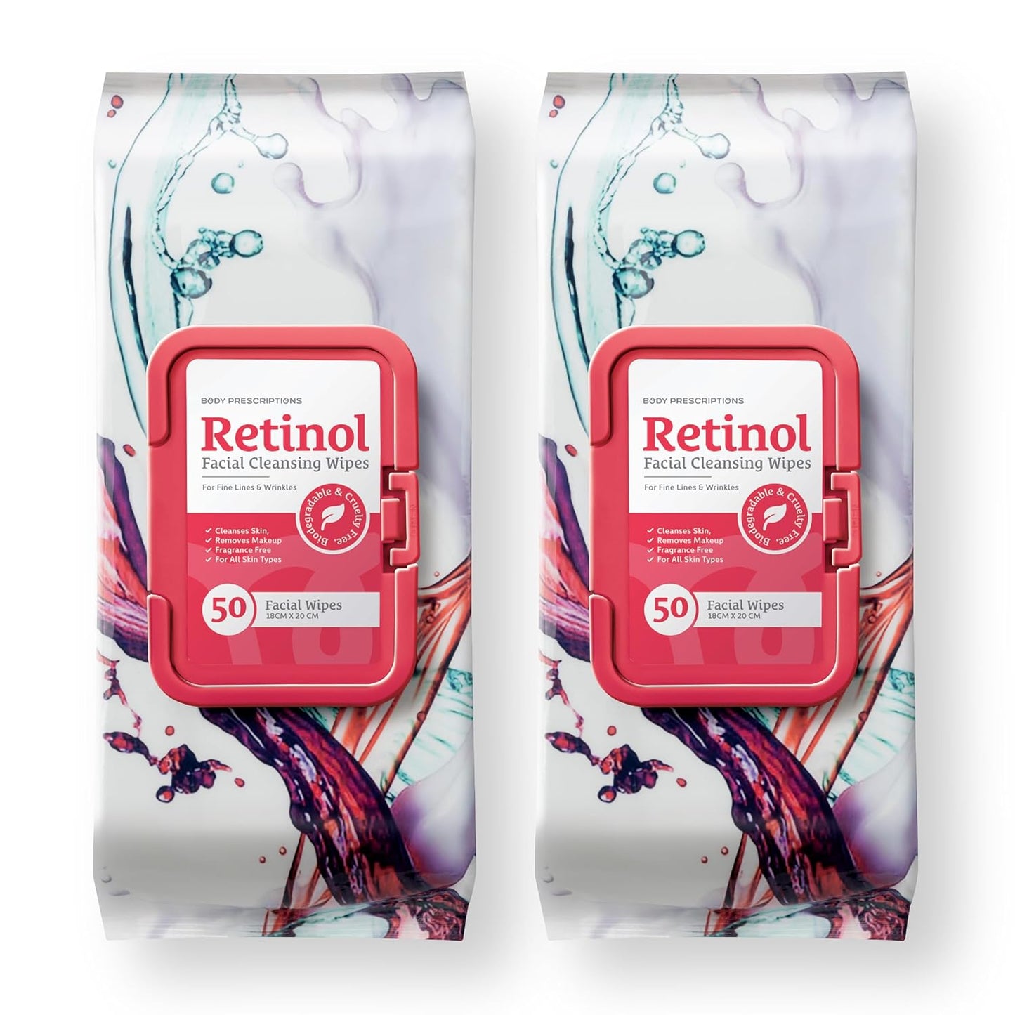 Makeup Cleansing Wipes - Gentle & Effective Face Wipes with Retinol | 50 Count Pack of 3